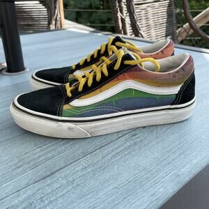 Vans RAINBOW DRIP Sneakers M 5.5 W 7 Black Suede Old Skool OFF THE WALL Skater